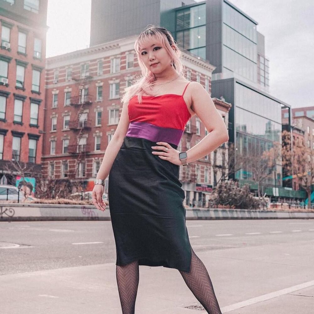 Express Colorblock Slip Dress - Picture 2 of 4